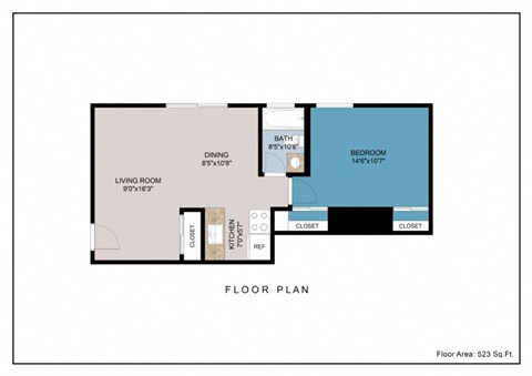 1 Bed 1 Bath Floor Plan at Congress Run, Cincinnati, Ohio